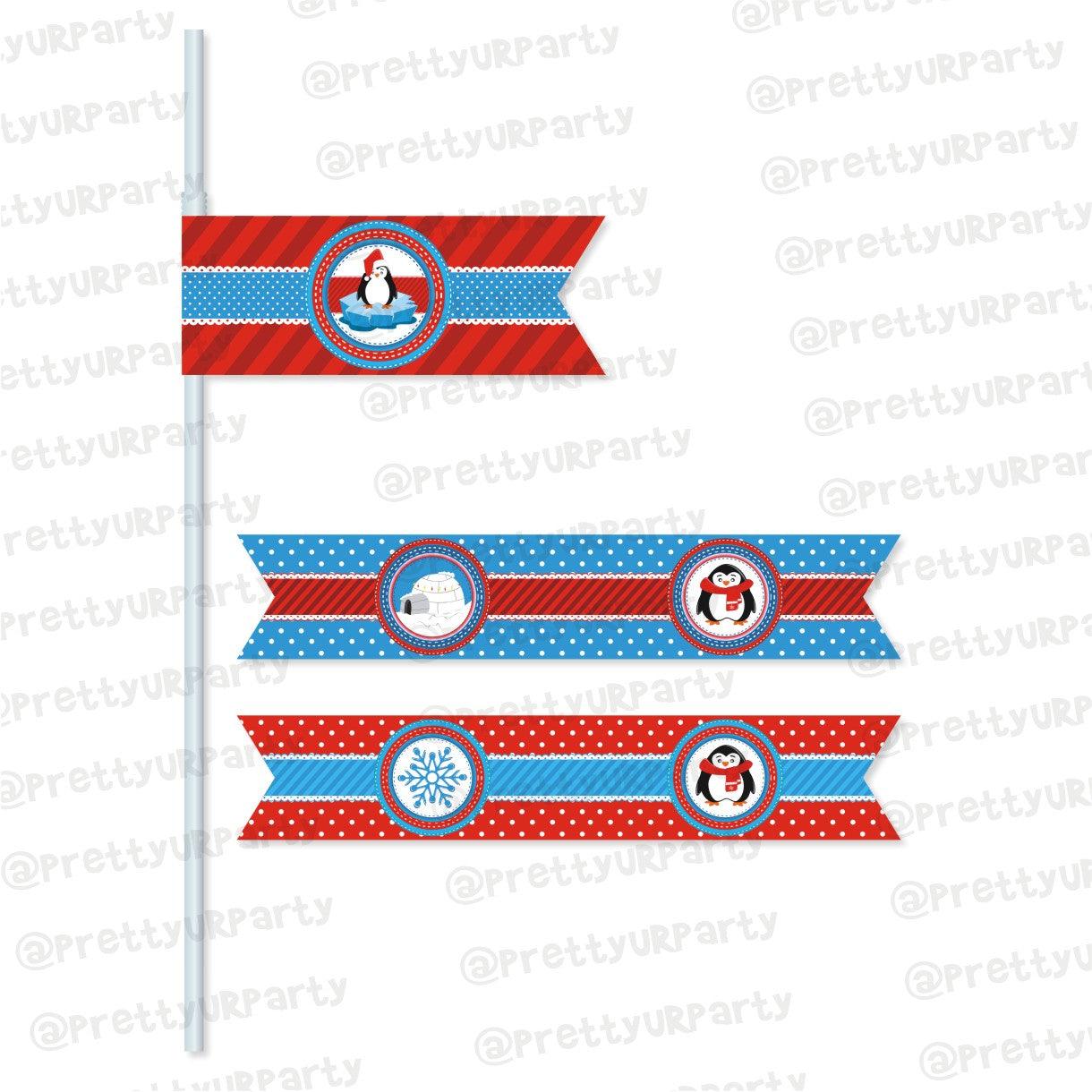 Penguins Theme Drink Straws THEME PARTIES Pretty UR Party