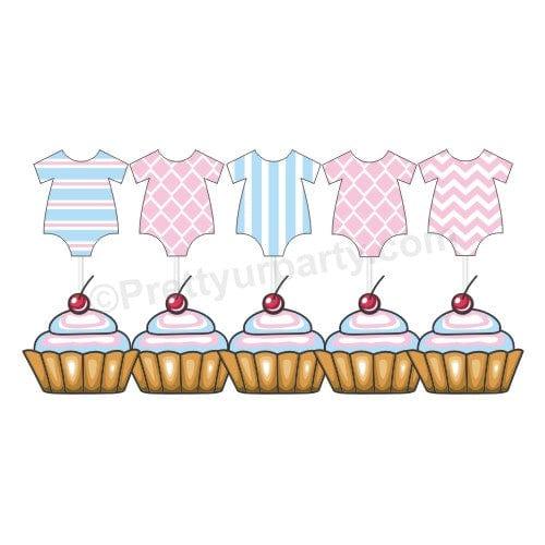 Pink and Blue Onesie Cupcake Topper HANDCRAFTED Pretty UR Party