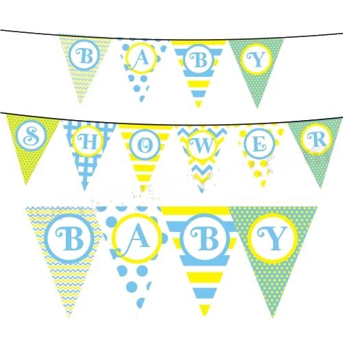 Blue and Yellow Pattern Baby Shower Bunting