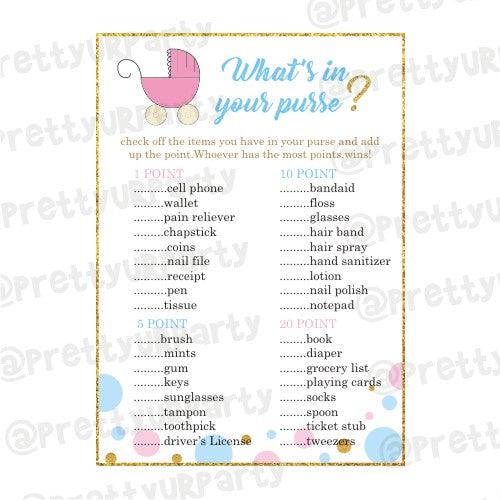 Baby Shower What's In Your Purse Game BABY SHOWER Pretty UR Party