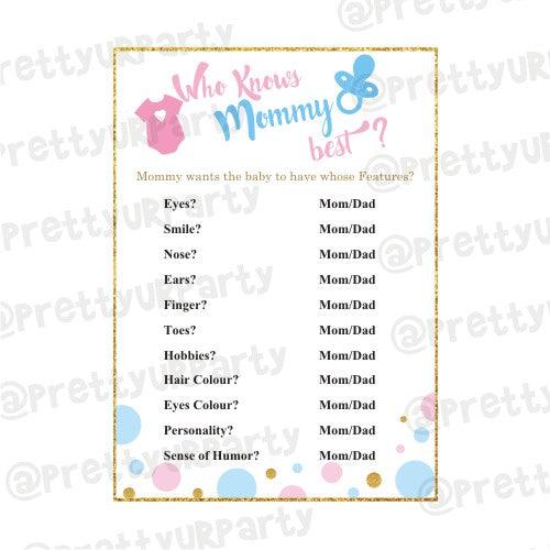 Baby Shower Who knows Mommy Best Game BABY SHOWER Pretty UR Party