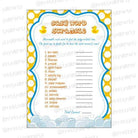 Rubber duck  Baby Word Scramble Game BABY SHOWER Pretty UR Party