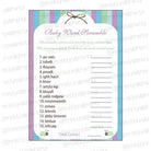 Blue & purple Baby Word Scramble Game BABY SHOWER Pretty UR Party