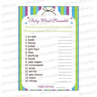 Green & purple Baby Word Scramble Game BABY SHOWER Pretty UR Party