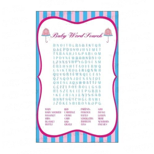Pink & Blue Baby Word Search Game