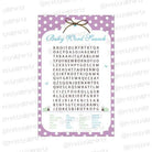 Blue & purple Baby Word Search Game BABY SHOWER Pretty UR Party