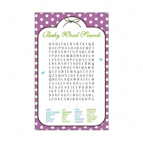 Green & Purple Baby Word Search Game