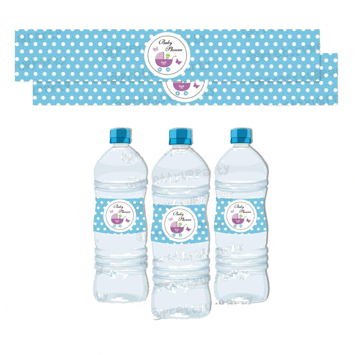 Purple and Green Water Bottle Labels