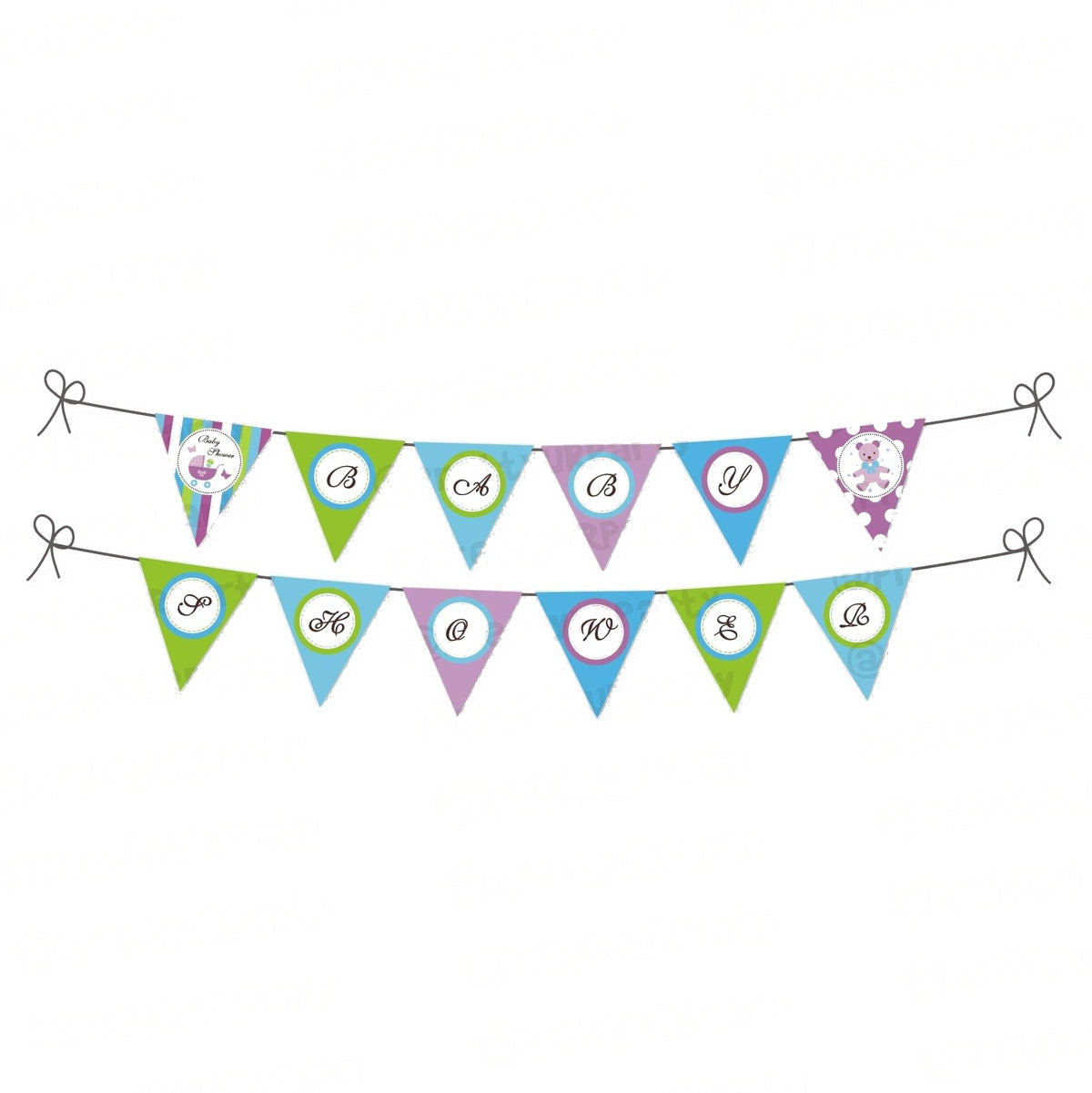 Purple and Green Baby shower Bunting