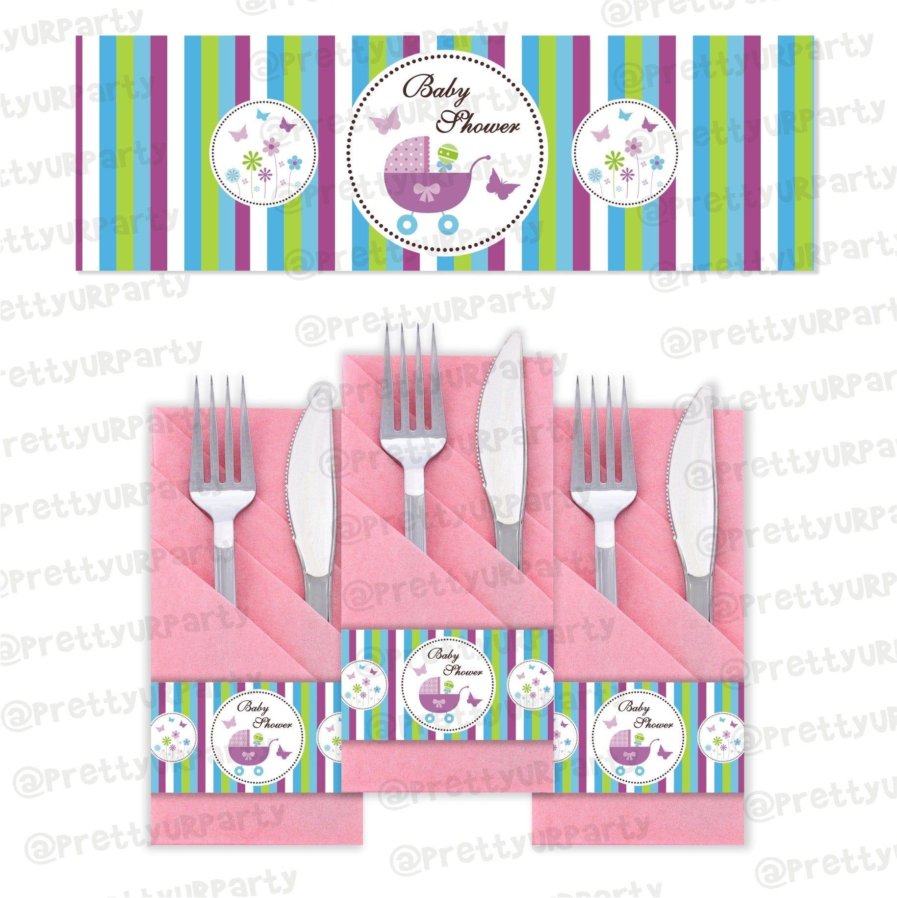 Purple and Green Napkin Rings BABY SHOWER Pretty UR Party Default Title