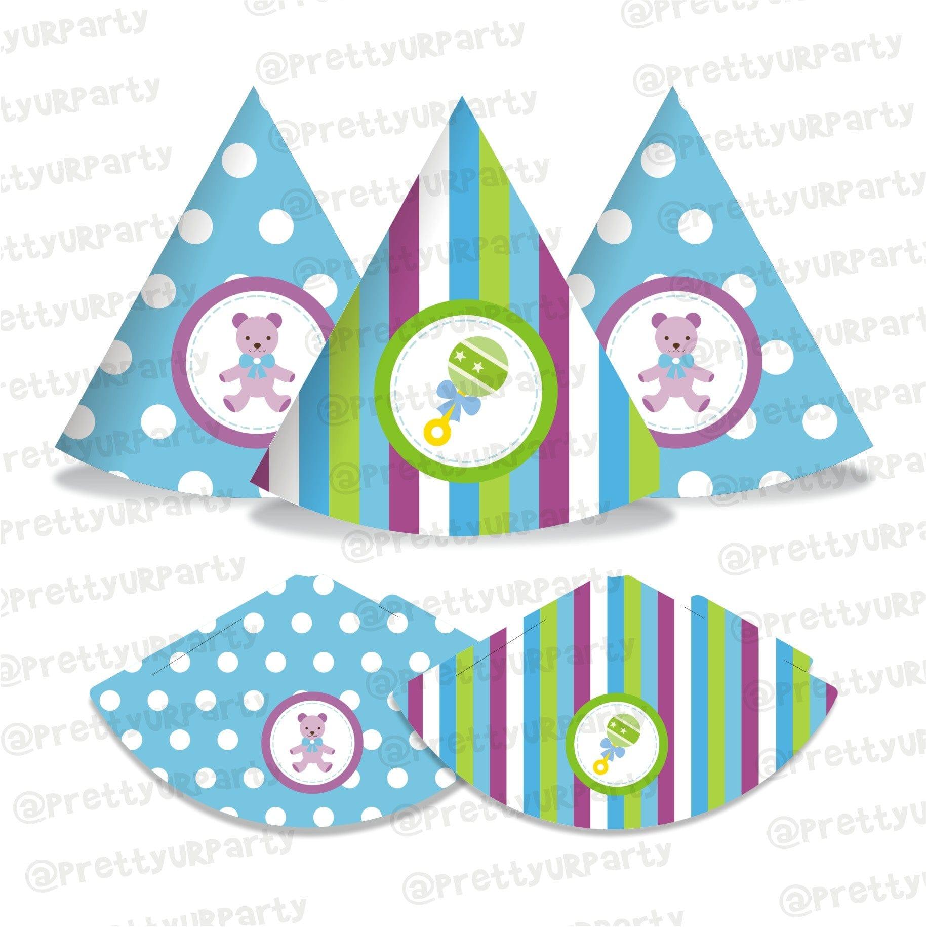 Purple and Green baby shower Hats - Pack of 10 BABY SHOWER Pretty UR Party Default Title
