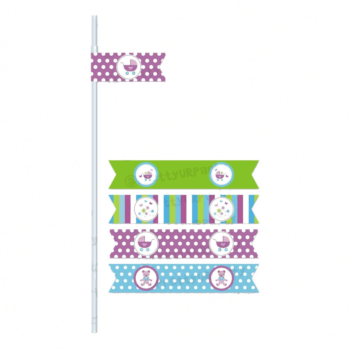 Purple and Green Drink Straws