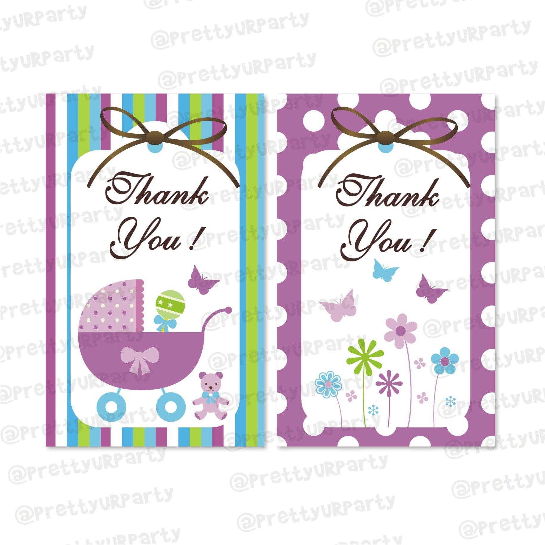 Purple and Green Thank you Tags BABY SHOWER Pretty UR Party Default Title