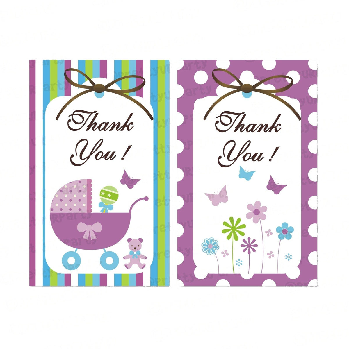 Purple and Green Thank you Tags