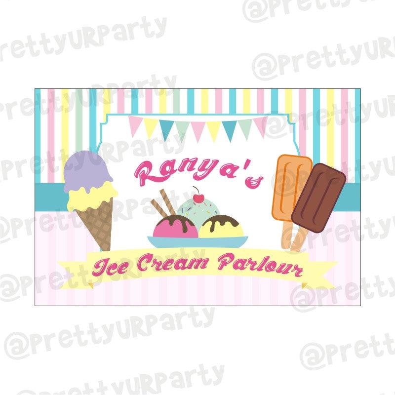 Ice Cream Theme Backdrop PERSONALISED Pretty UR Party Default Title
