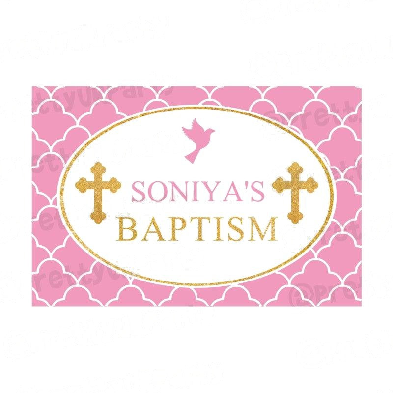 Baptism Pink Theme Backdrop
