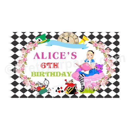 Alice in Wonderland Theme Backdrop PERSONALISED Pretty UR Party Default Title