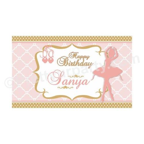 Pink and Gold Ballet Theme Backdrop PERSONALISED Pretty UR Party Default Title