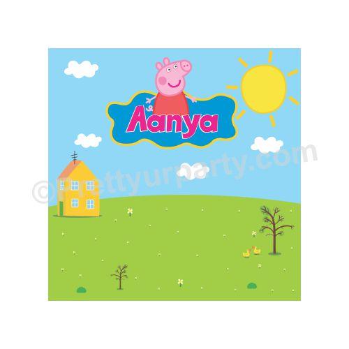 Peppa Pig Theme Backdrop - 6 x 6 feet PERSONALISED Pretty UR Party