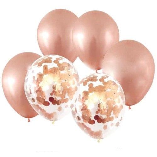 Rose Gold and Confetti Latex Balloons - Pack of 10 ALL PARTY SUPPLIES Pretty UR Party