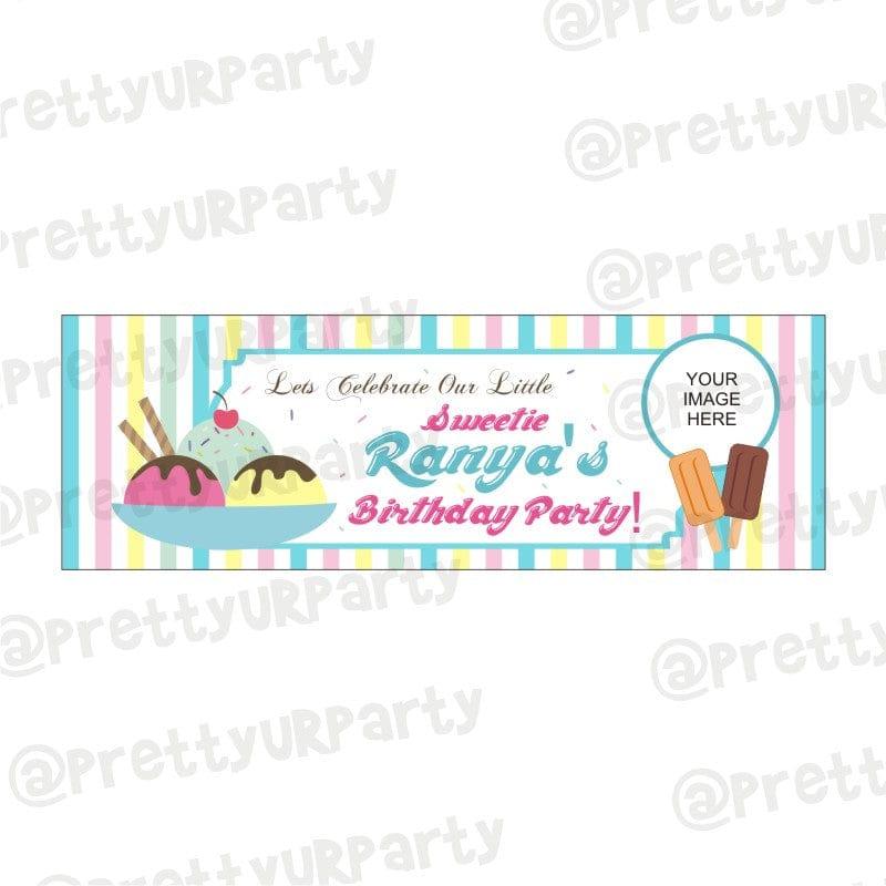 Personalized Ice Cream Theme Banner 30in ALL PARTY SUPPLIES Pretty UR Party