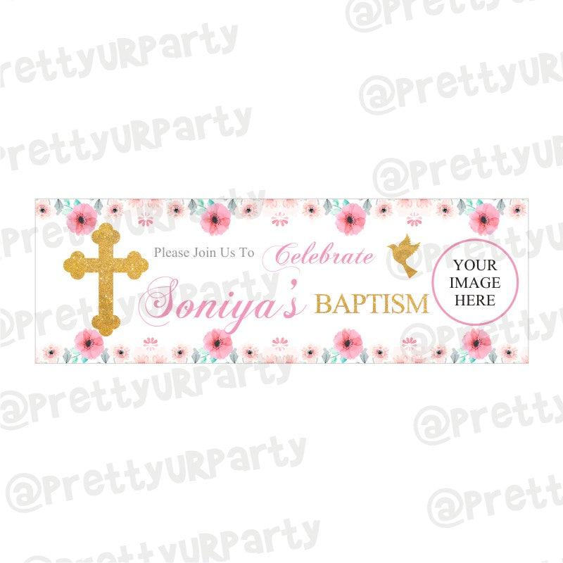 Personalized Baptism Theme Banner 30in ALL PARTY SUPPLIES Pretty UR Party