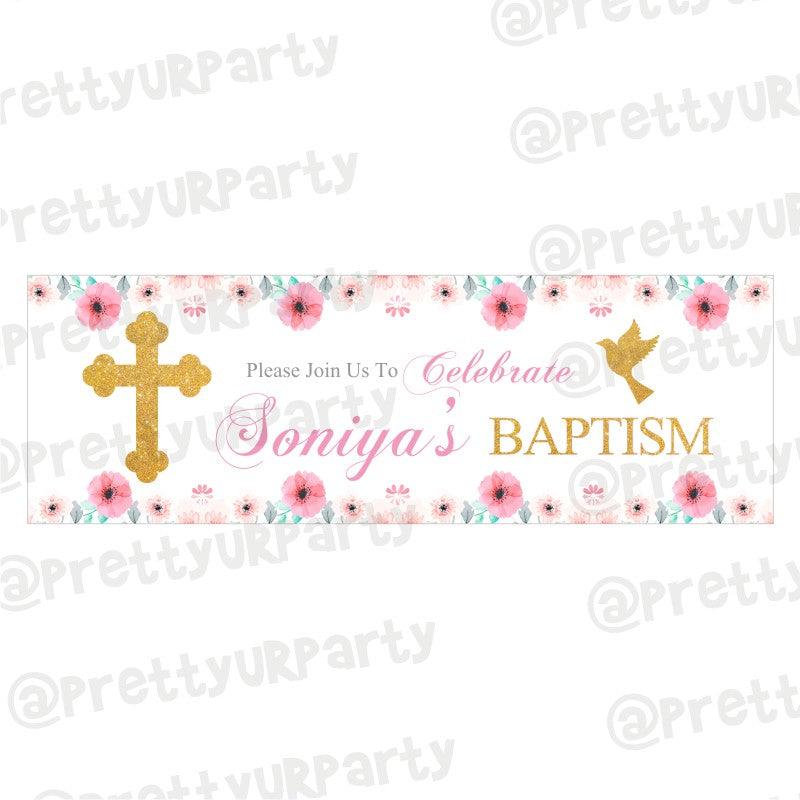 Personalized Baptism Theme Banner 30in ALL PARTY SUPPLIES Pretty UR Party Default Title