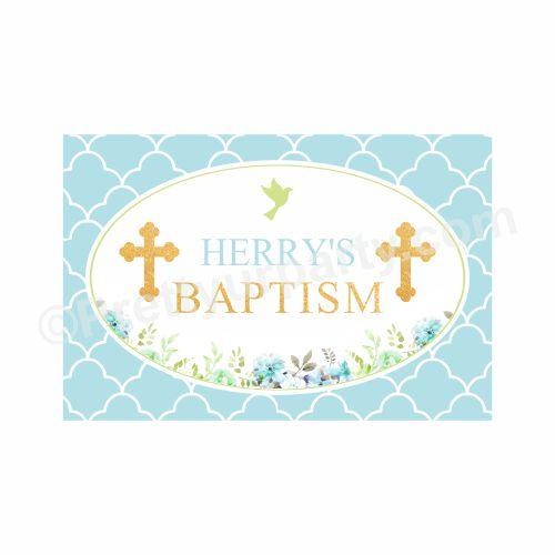 Baptism Blue Theme Backdrop PERSONALISED Pretty UR Party Default Title