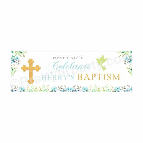 Personalized Baptism Blue Theme Banner 30in ALL PARTY SUPPLIES Pretty UR Party Default Title