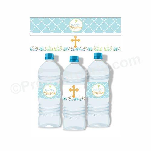 Baptism Blue Theme Water Bottle Labels ALL PARTY SUPPLIES Pretty UR Party Default Title