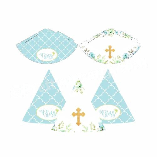Baptism Blue Theme Hats - Pack of 10