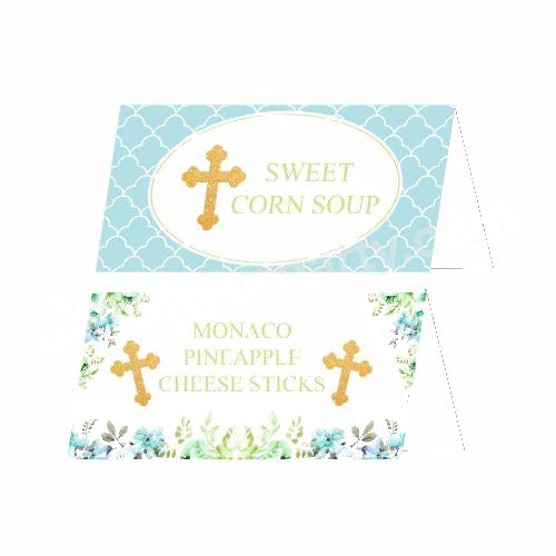 Baptism Blue Theme Food Labels / Buffet Table Cards — image 2