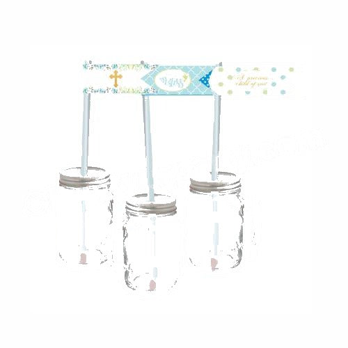 Baptism Blue Theme Drink Straws — image 2