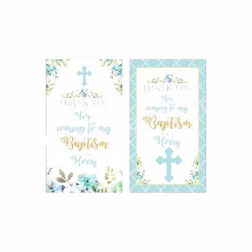 Baptism Blue Theme Thank you Tags