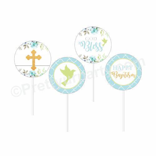 Baptism Blue Theme Cupcake / Food Toppers ALL PARTY SUPPLIES Pretty UR Party Default Title
