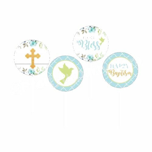 Baptism Blue Theme Cupcake / Food Toppers