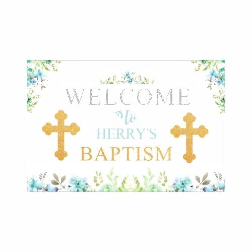 Baptism Blue Theme Entrance Banner / Door Sign