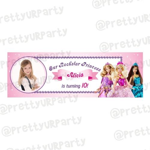 Personalized Barbie Rockstar Birthday Banner 30in ALL PARTY SUPPLIES Pretty UR Party