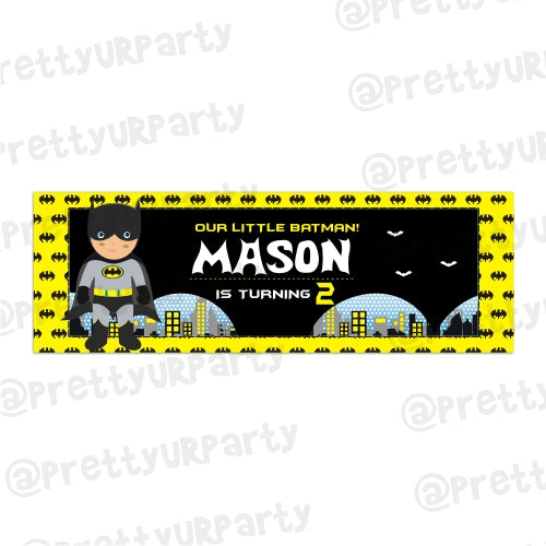 Personalized Batman Birthday Banner 30in ALL PARTY SUPPLIES Pretty UR Party Default Title