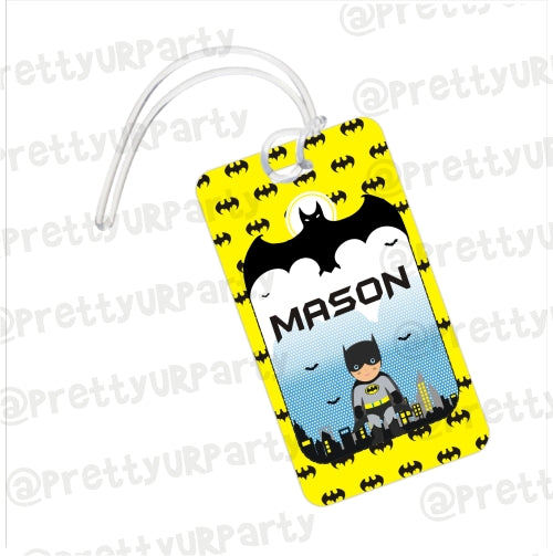 Batman Theme Luggage Tag PERSONALISED Pretty UR Party