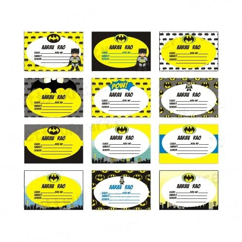 Batman Inspired Book Name Labels