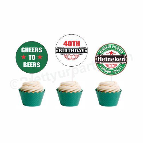 Beer Party Theme Cupcake / Food Toppers THEME PARTIES Pretty UR Party