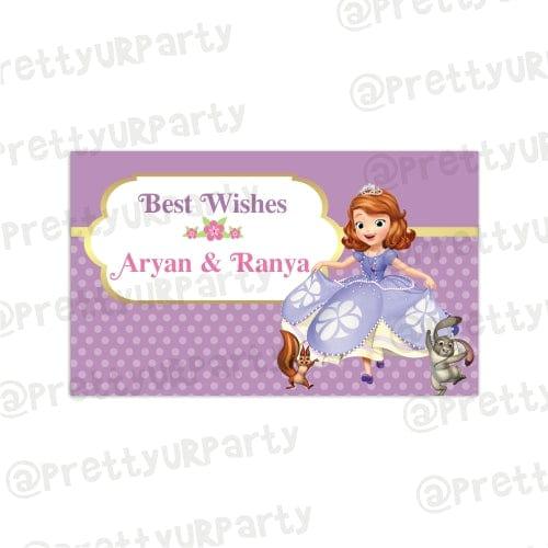 Sofia the first themed Best Wishes card PERSONALISED Pretty UR Party 50 Best Wishes Cards