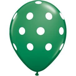 Green Polka Dots Latex Balloons  - Pack of 25 THEME PARTIES Pretty UR Party