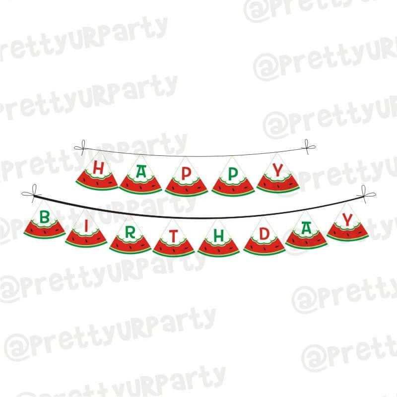 Watermelon Theme Happy Birthday Banner DECORATIONS Pretty UR Party Default Title
