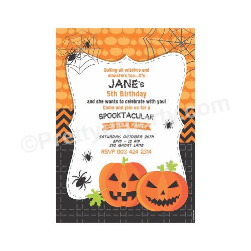 Birthday Halloween Theme E-Invitations ALL PARTY SUPPLIES Pretty UR Party