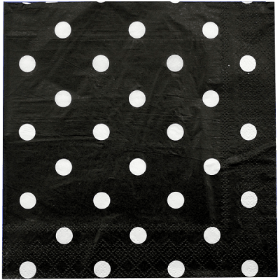 Black Polka Dot Paper Napkins - Pack of 10 THEME PARTIES Pretty UR Party