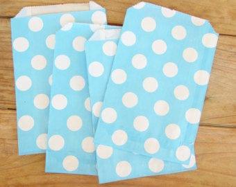 Sky Blue Polka Dot Favor Bag ACCESSORIES Pretty UR Party