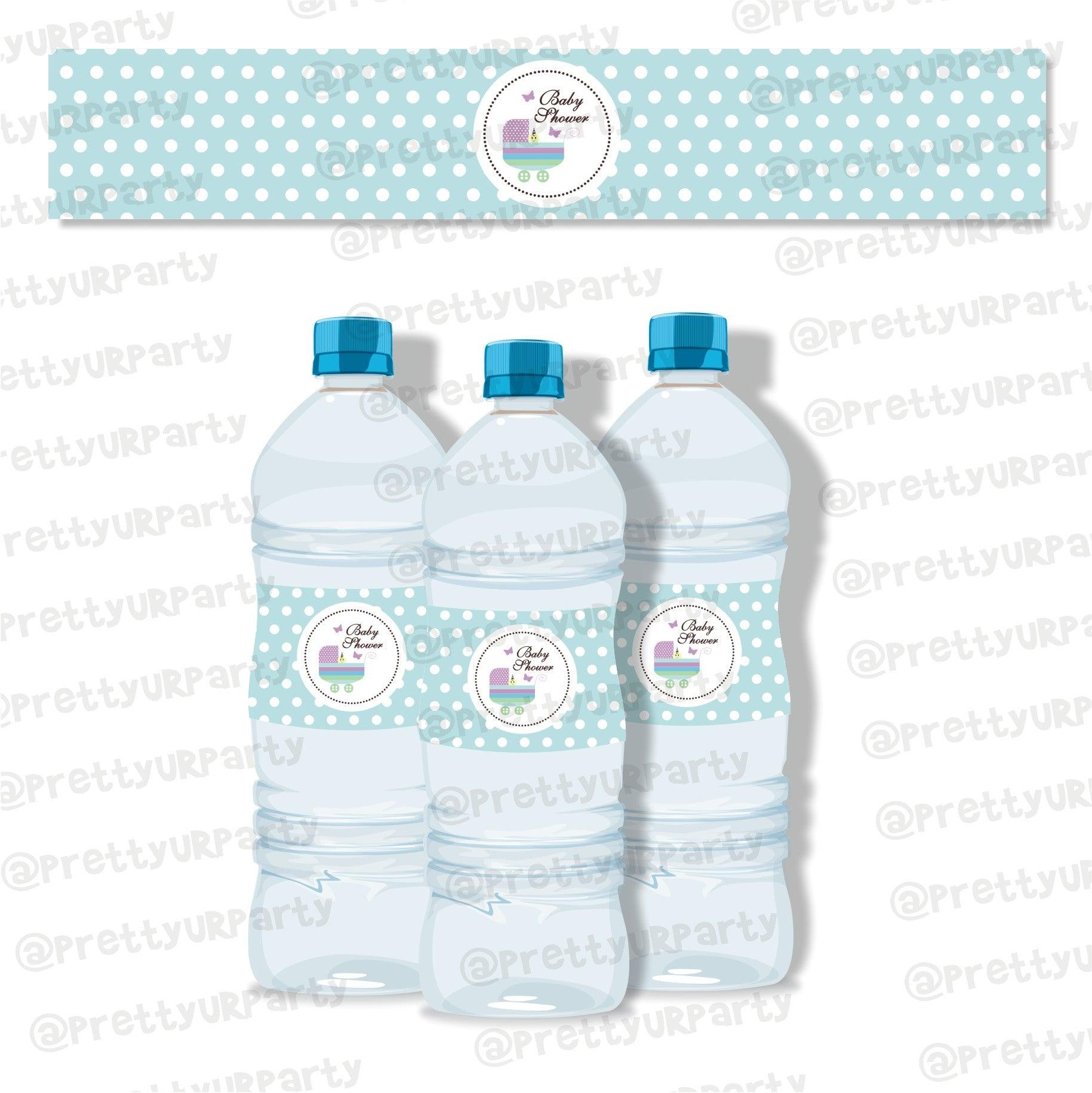 Blue and Purple Water Bottle Labels BABY SHOWER Pretty UR Party Default Title