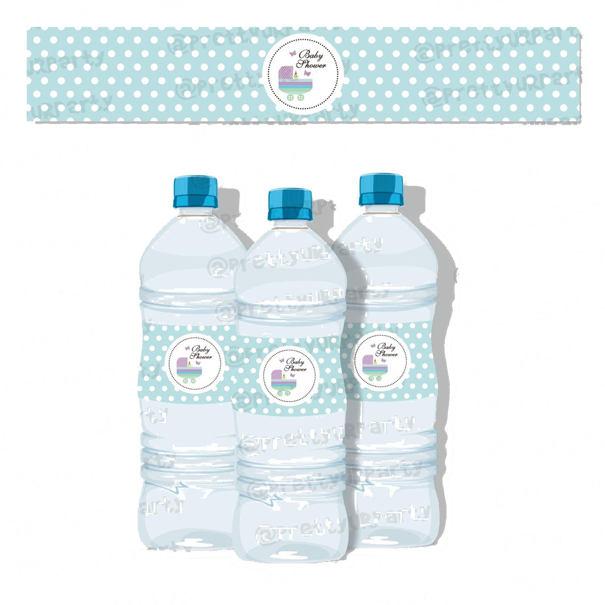 Blue and Purple Water Bottle Labels
